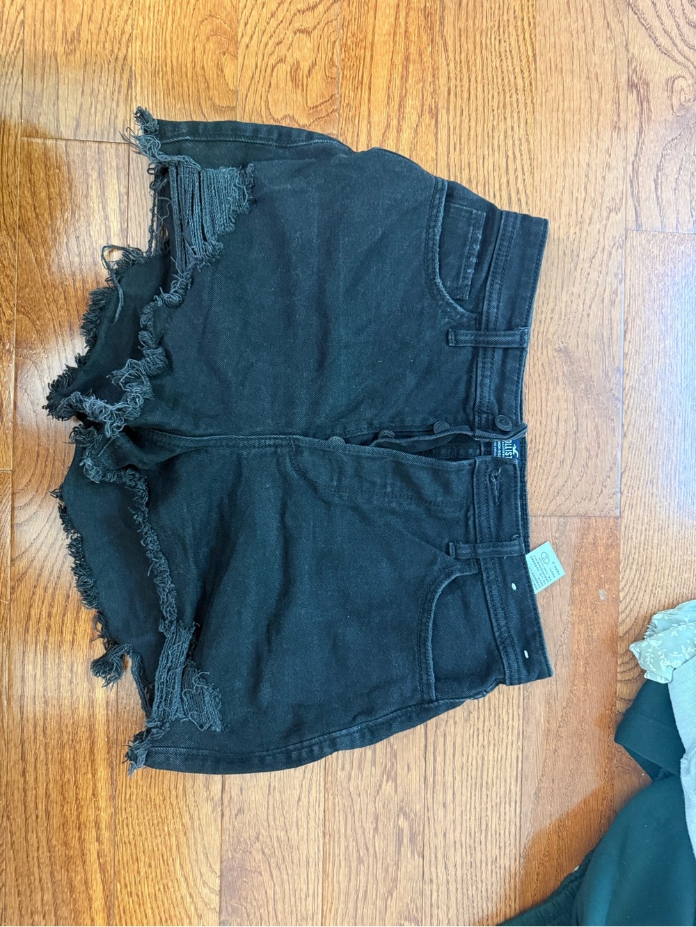 Hollister Black Distressed Cutoff Denim Shorts